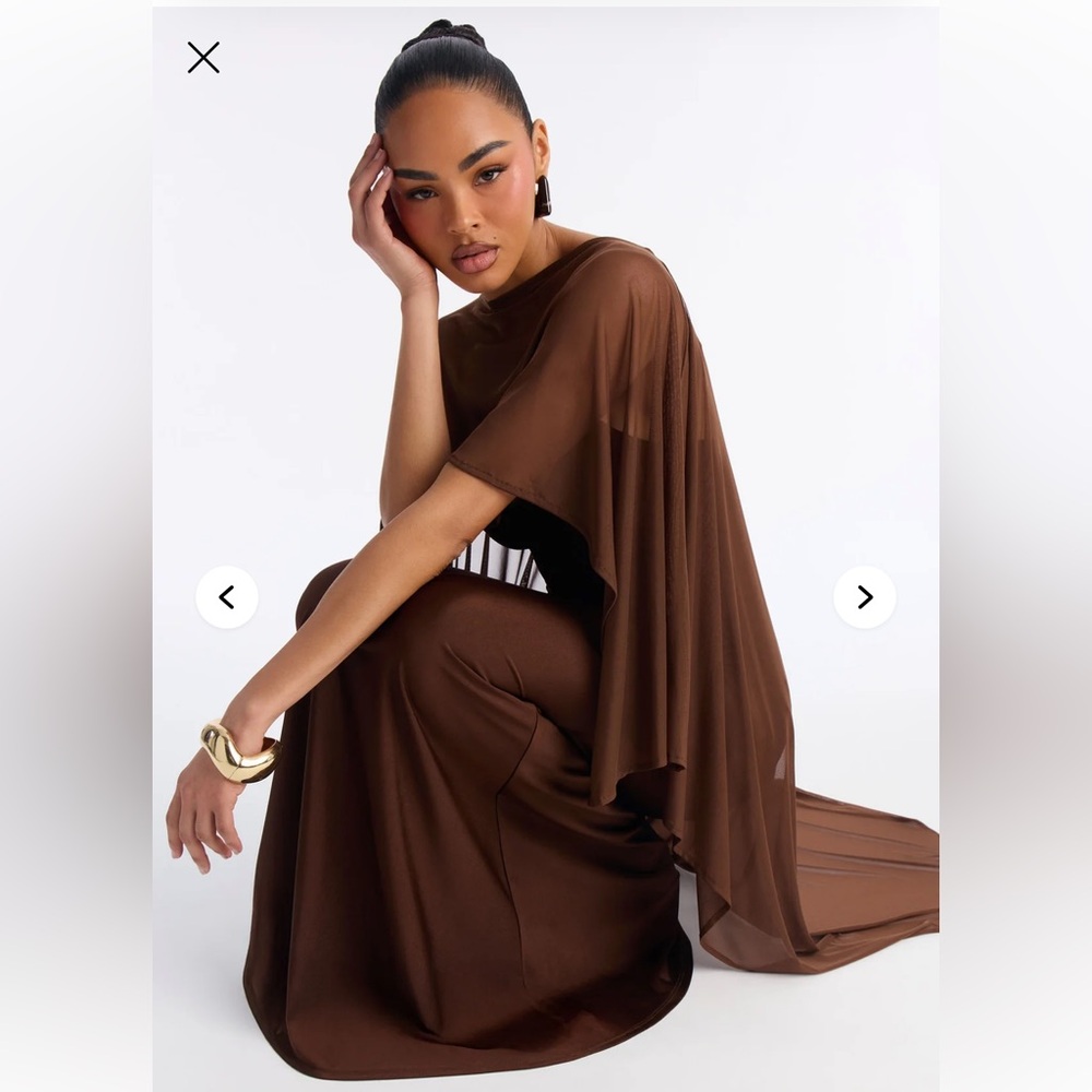 Brown Cape Dress Fashion Nova - Picture 3 of 6